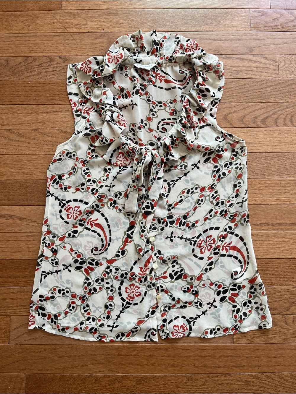 Banana Republic Cream Camisole with Red & Black Chain Floral Print